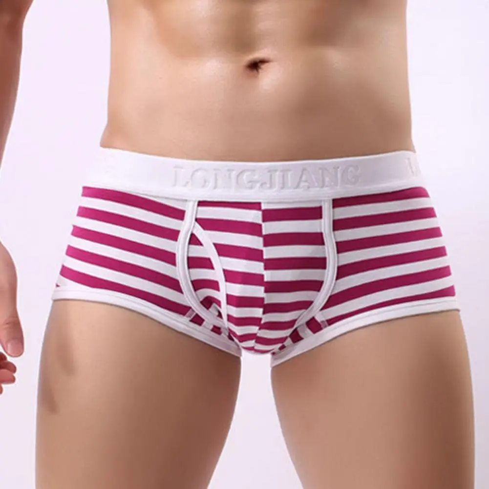 2025 Men Underwear Stripe Side Opening Sexy Mid Rise Boxer Underpants Side Opening Mid Rise Thin Underpants Sexy Boxer Shorts
