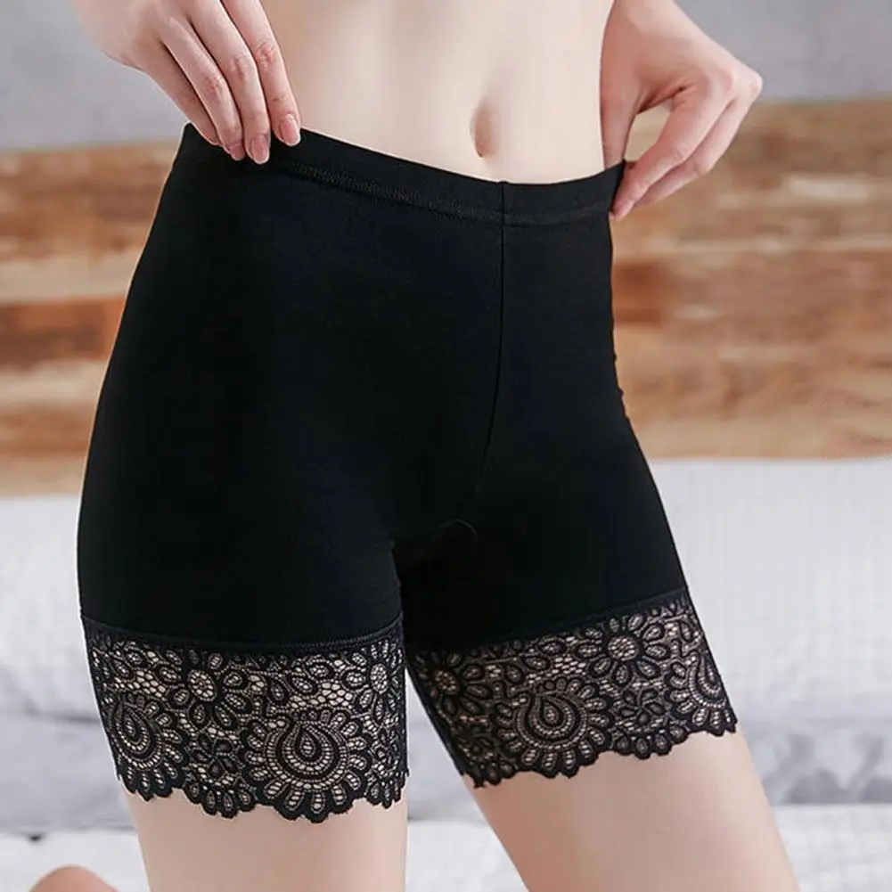 2025 Skin Color Women Safety Shorts Lace Anti Exposure Plus Size Hollow Out Flower Pattern Short Pants Inside Wear Women Panties