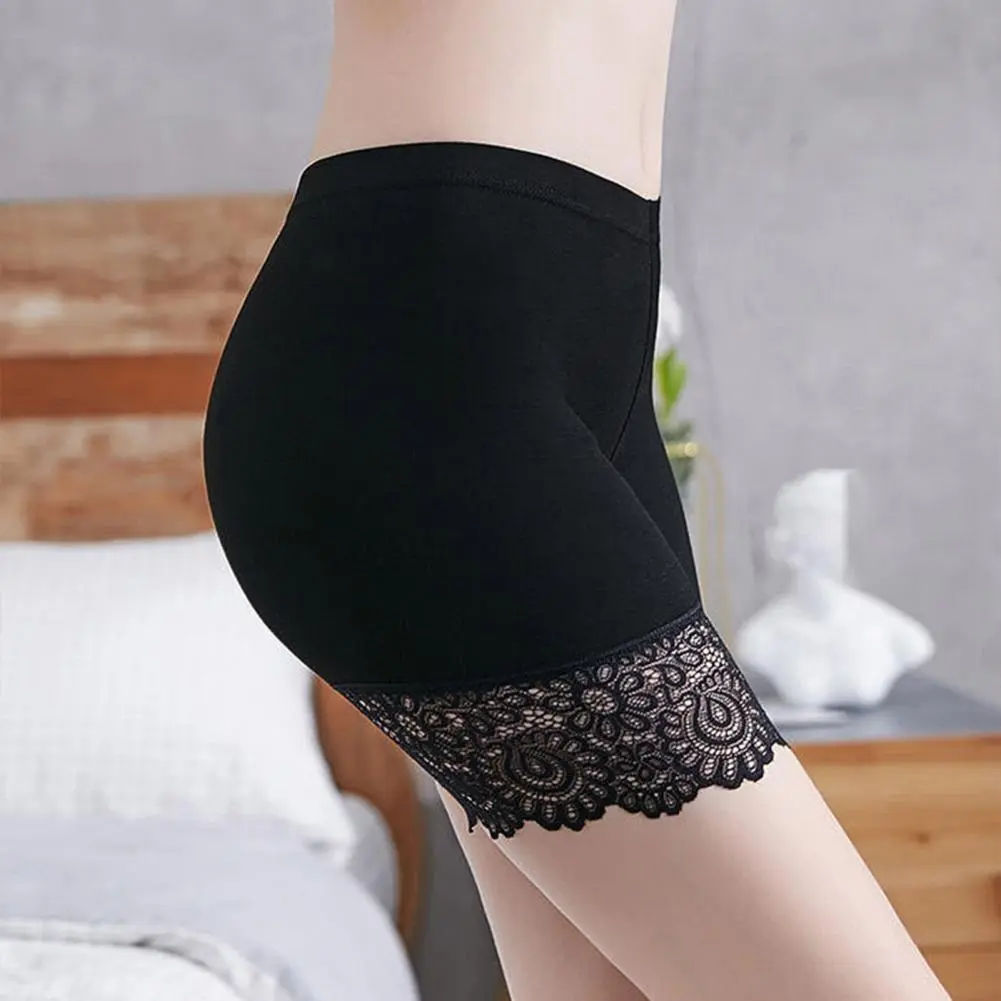2025 Skin Color Women Safety Shorts Lace Anti Exposure Plus Size Hollow Out Flower Pattern Short Pants Inside Wear Women Panties