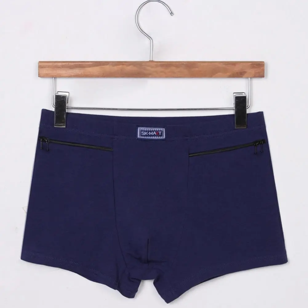 2025 Anti-theft Zipper Pockets Mid-rise Seamless Elastic Men Panties Solid Color U-Bump Male Shorts Briefs Men Breathable Boxers