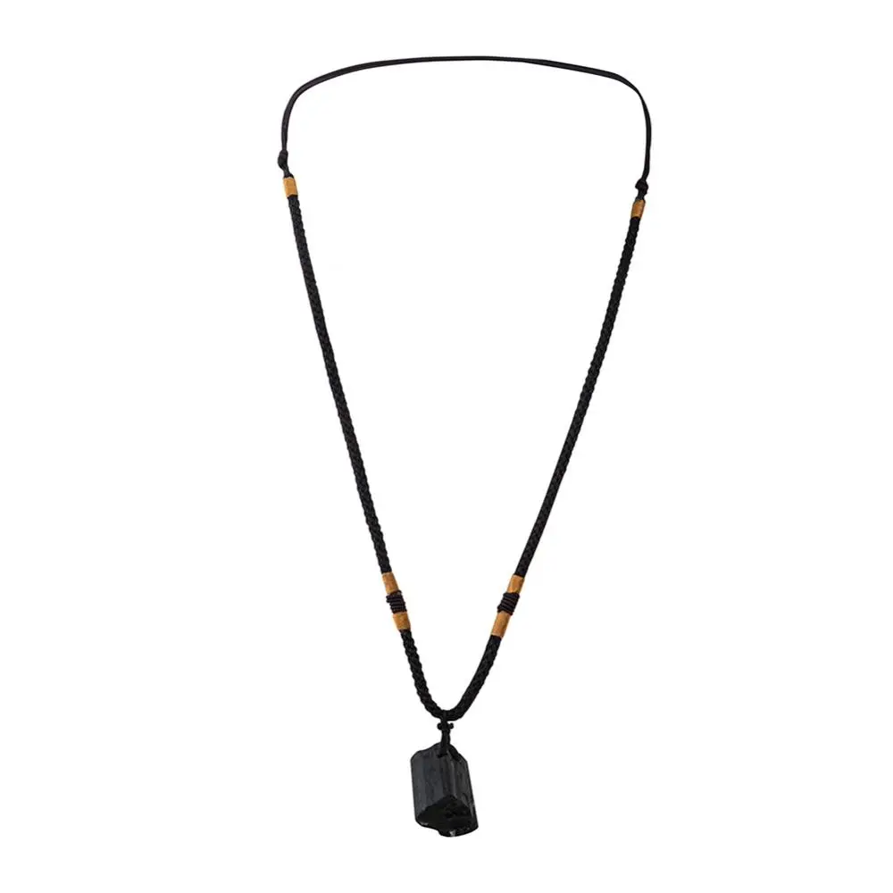 Natural Tourmaline Pendant Stone Single Circle Sweater Chain Necklace Jewelry