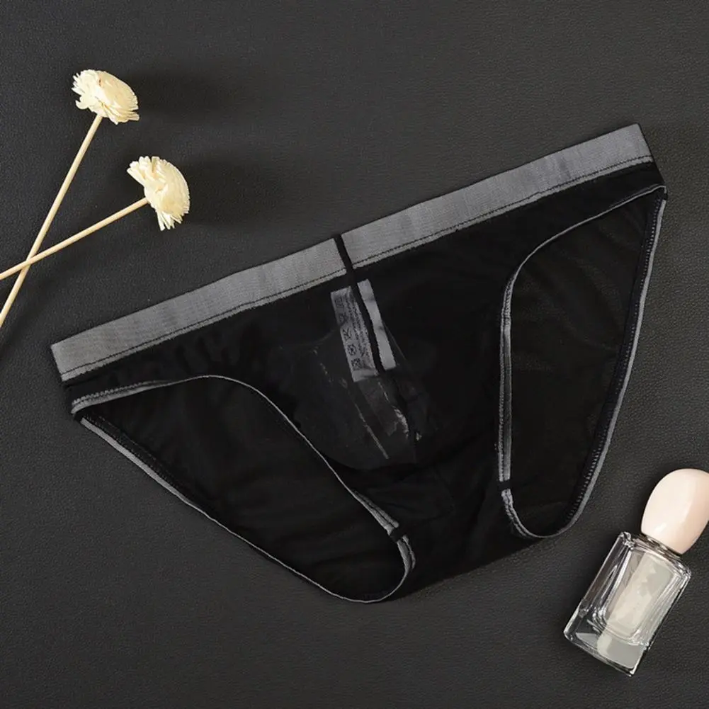 Low Rise Men Briefs Sexy Transparent Net Yarn Panties Triangle Summer Perspective Mesh Briefs Ultra Thin Briefs Men Underwear