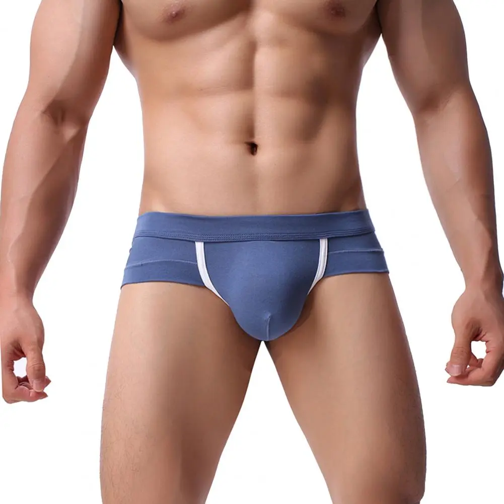 2025 Men Underpants Contrast Color Slim Fit Sweat Absorption Wear-resistant Men Briefs for Inside Wear