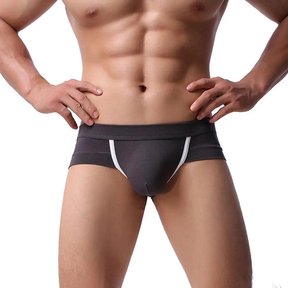 2025 Men Underpants Contrast Color Slim Fit Sweat Absorption Wear-resistant Men Briefs for Inside Wear