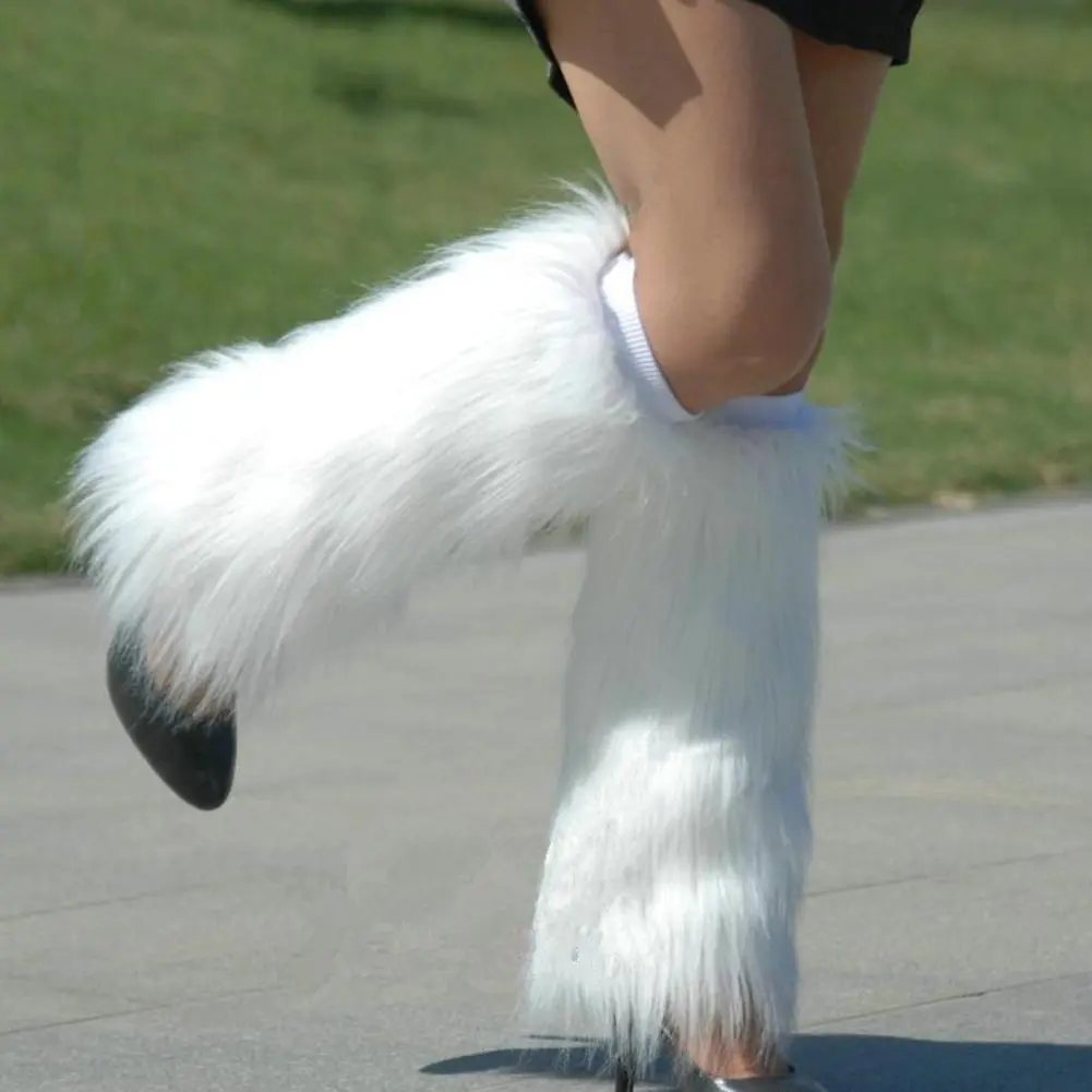 Faux Fur Leg Warmers Lolita Long Socks Boot Socks Leggings Jk Boots Stocking Harajuku Punk Boot Cover Plush Warm Leg Sleeves