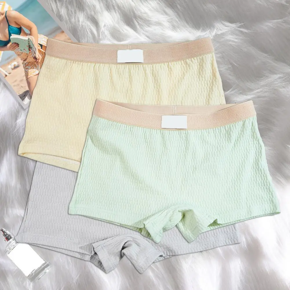 Cotton Crotch Panties Women Underpants Slim Fit Solid Color Elastic Waistband Good Lady Boxers Female Double-layer Underwear