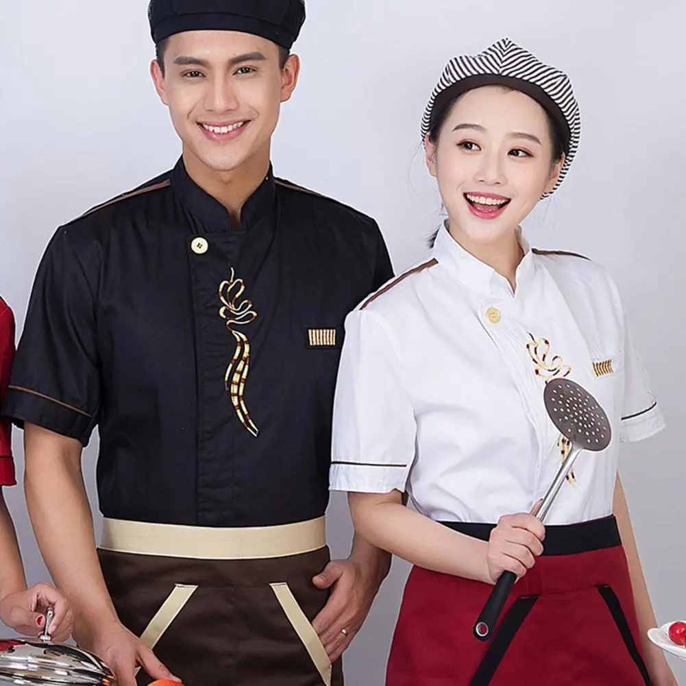 2025 Unisex Chef Jacket Embroidery Buttons Long Sleeves Uniform Moisture Wicking Bakery Food Service Coat Unisex Waiter Coat