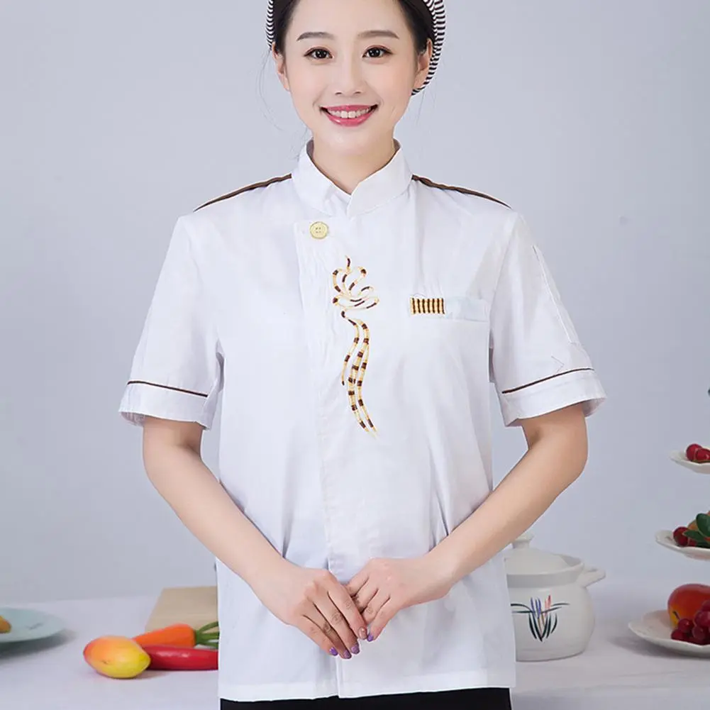 2025 Unisex Chef Jacket Embroidery Buttons Long Sleeves Uniform Moisture Wicking Bakery Food Service Coat Unisex Waiter Coat