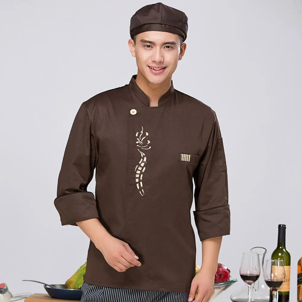 2025 Unisex Chef Jacket Embroidery Buttons Long Sleeves Uniform Moisture Wicking Bakery Food Service Coat Unisex Waiter Coat