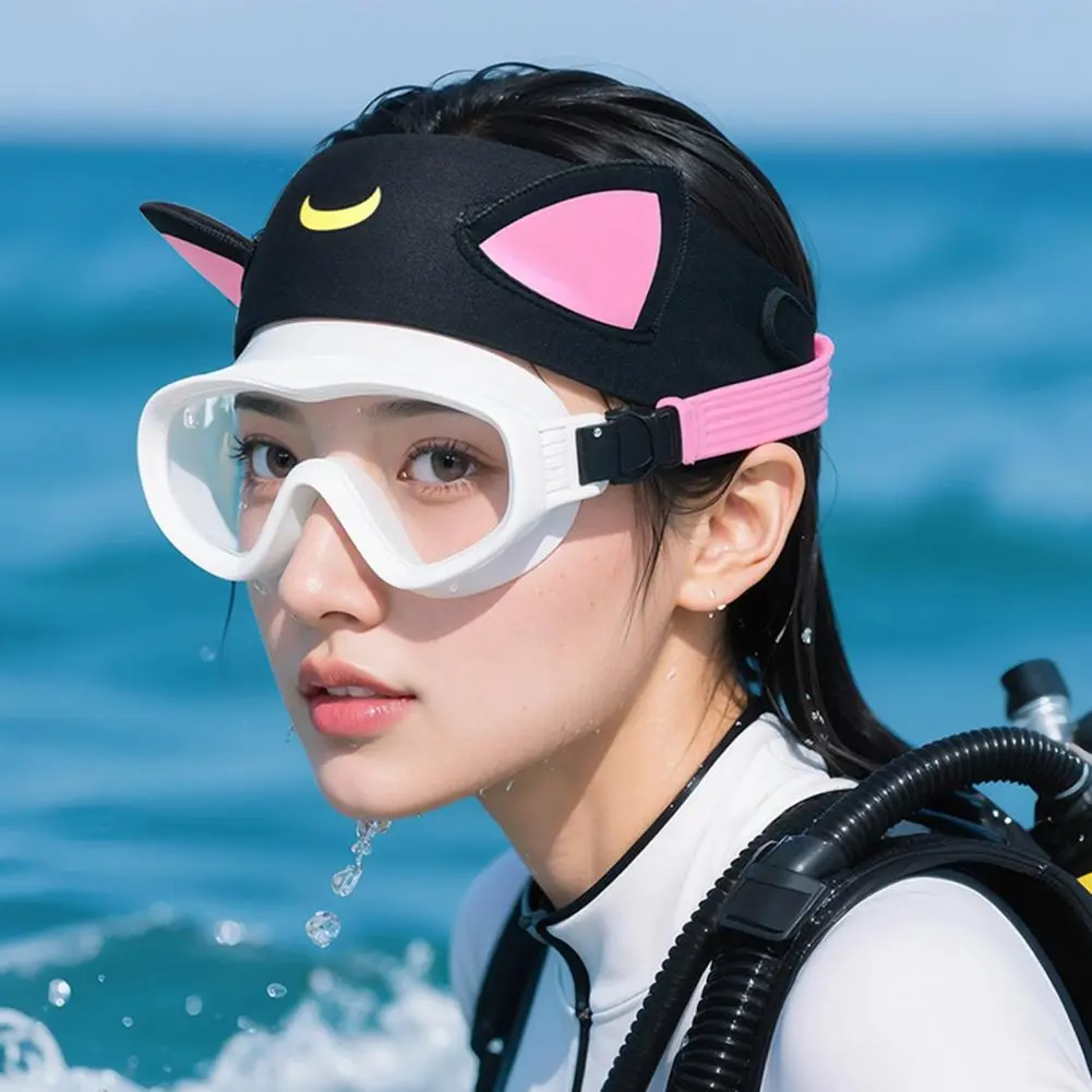 2025 Cartoon Cat Ear Diving Headband Diving Headband Adjustable Fit Neoprene Diving Headband with Cat Ears for Hair Protection