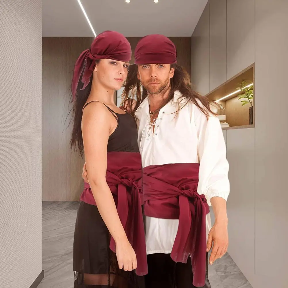 Pirate Hat Belt Set Adjustable Hat Belt Set Unisex Pirate Cosplay Set Vintage Renaissance Hat Belt Lace-up for Performance