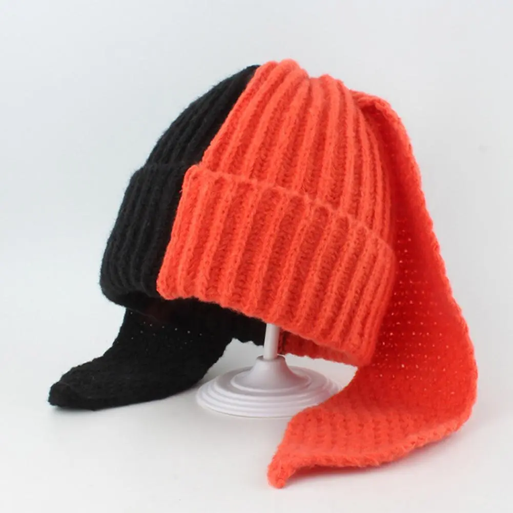 Korean Cute Bunny Beanie Hat Contrast Color Cute Rabbit Long Ear Hat Knitted Hat Rabbit Ear Crochet Knitted Bunny Hat Winter Hat