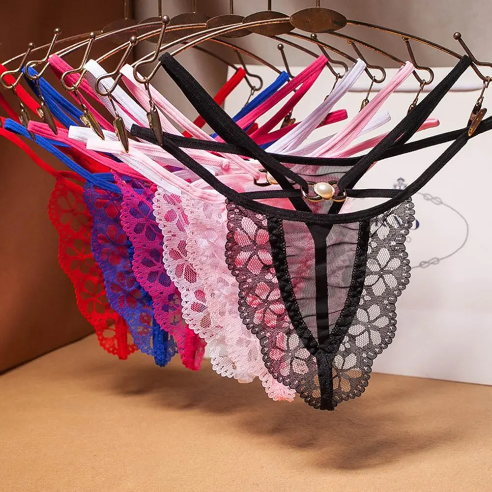 2025 swxy G-string Underwear Hollow Out Elastic Jewelry Decoration Lace See-through G-String Thong Sexy Erotic T-back Pantie