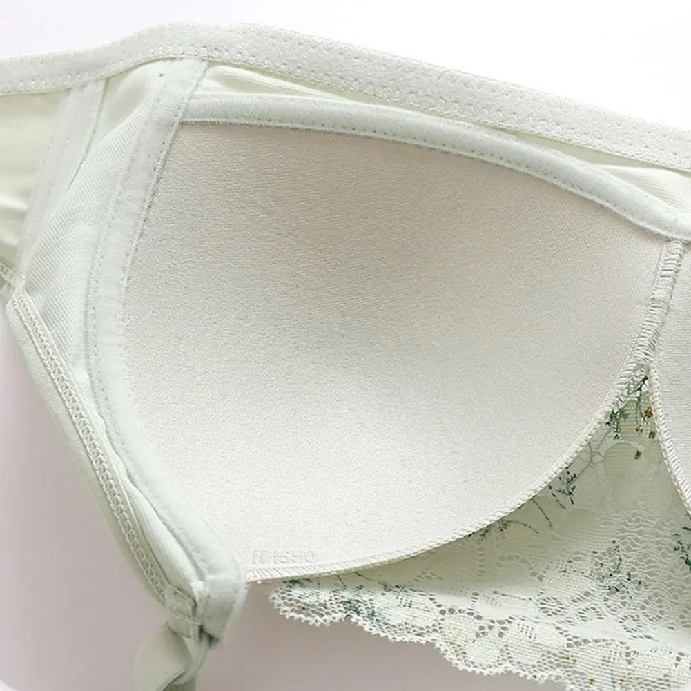 2025 Lace 3/4 Cup Women Bra Flower Embroidery Lace Fixed Shoulder Strap Push Up Anti-snagging Lifting Padded Lady Bra Underwear
