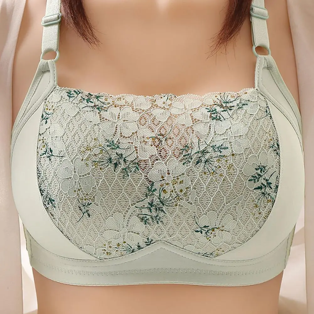 2025 Lace 3/4 Cup Women Bra Flower Embroidery Lace Fixed Shoulder Strap Push Up Anti-snagging Lifting Padded Lady Bra Underwear