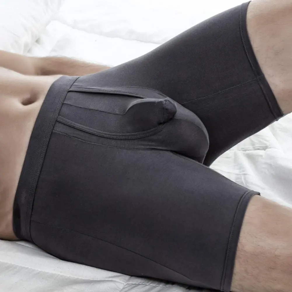 Men Boxers Elephant Nose Underpants Smooth Surface Mid Waist Men Panties Solid Color Breathable Protective Men Boxers Underwear