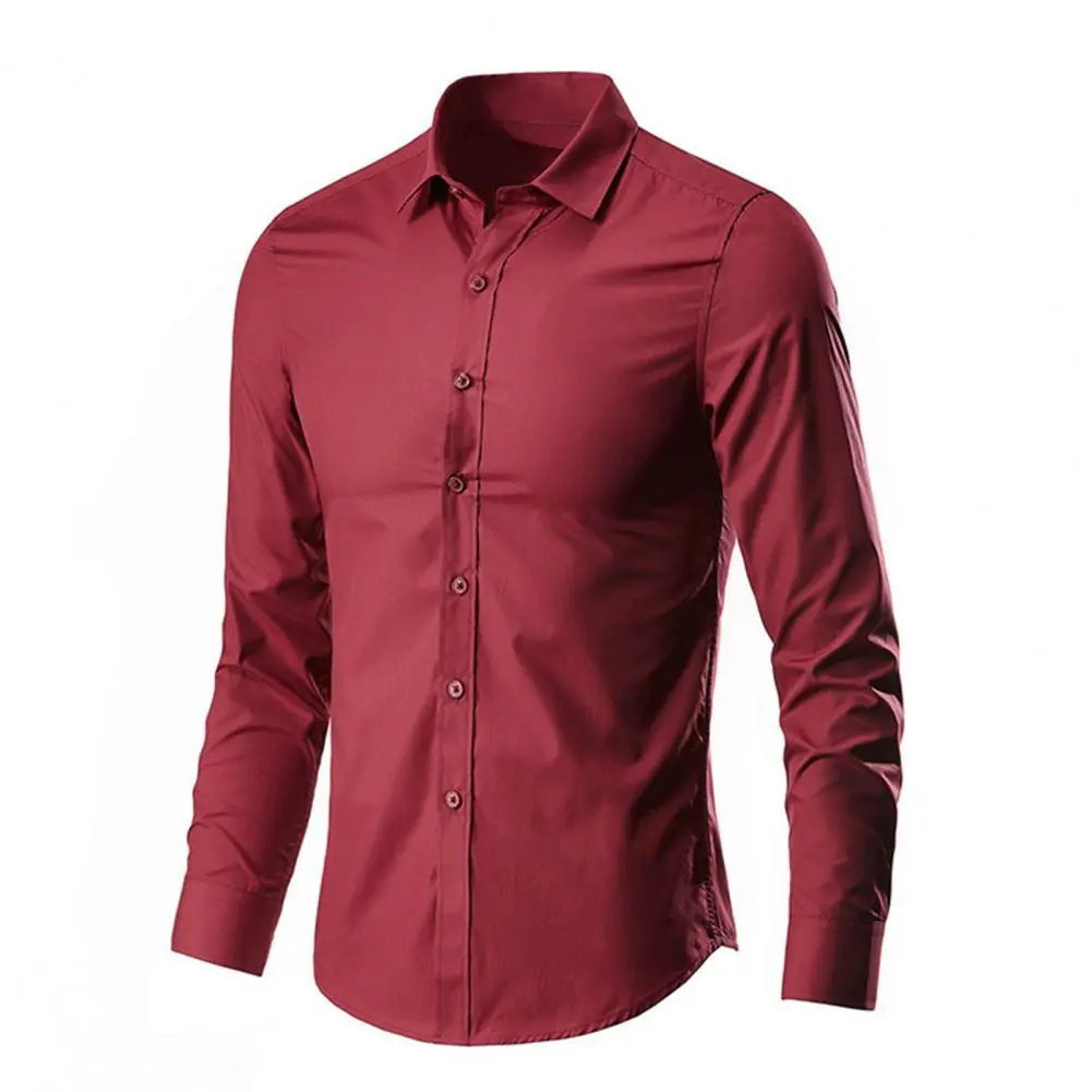 2025 Men Shirt Long Sleeve Solid Color Button Single-breasted Cardigan Dress-up Casual Spring Shirt Lapel Men Business Shirt