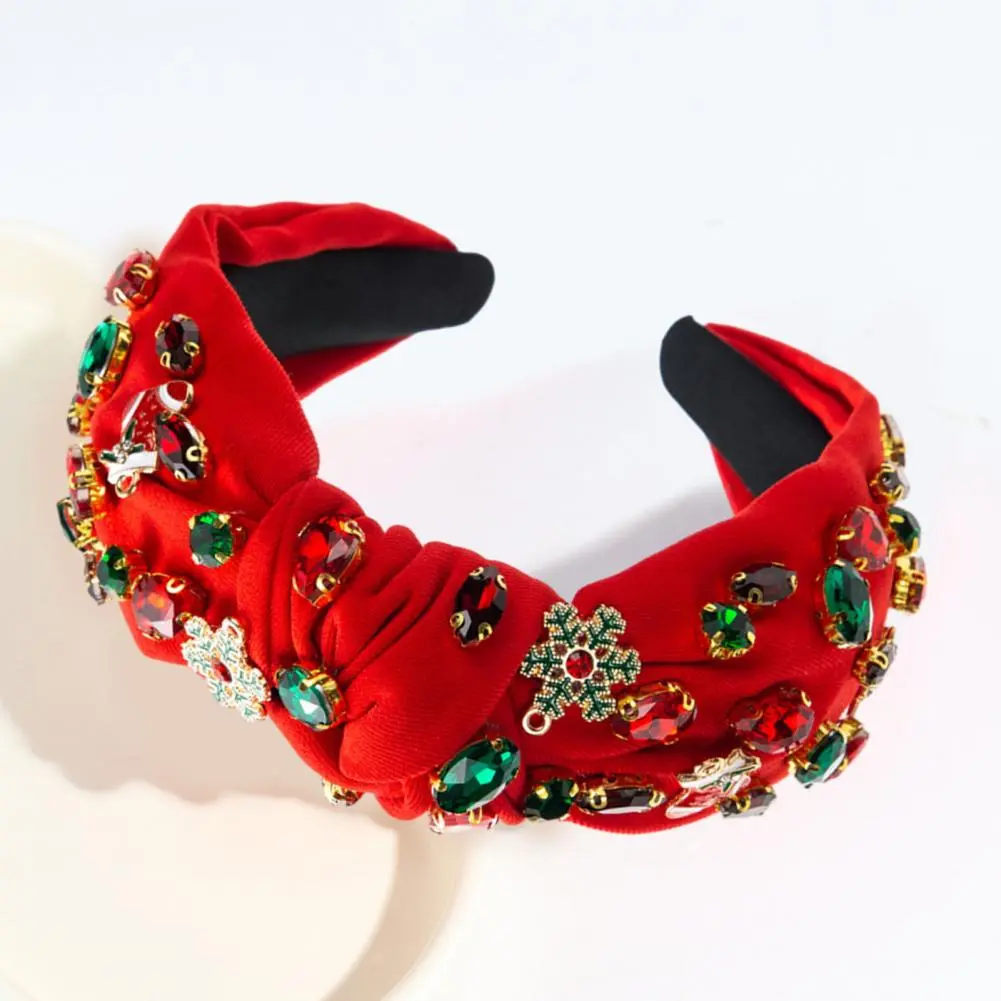 Rhinestone Christmas Headband Holiday-themed Hair Accessory Sparkling Rhinestone Headband Festive Jeweled Hair for Women