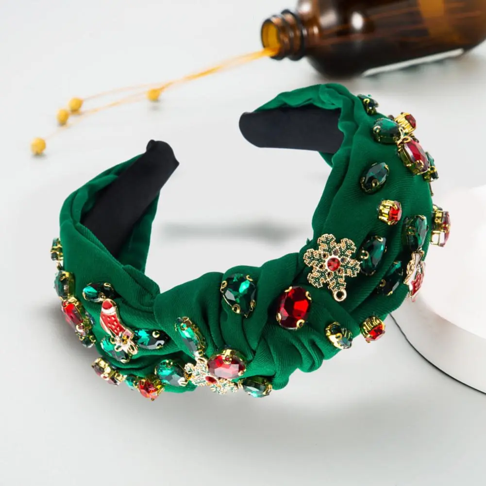 Rhinestone Christmas Headband Holiday-themed Hair Accessory Sparkling Rhinestone Headband Festive Jeweled Hair for Women