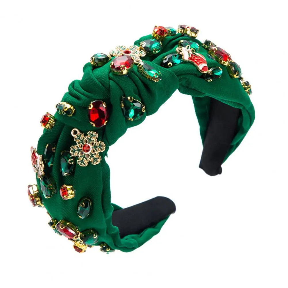 Rhinestone Christmas Headband Holiday-themed Hair Accessory Sparkling Rhinestone Headband Festive Jeweled Hair for Women