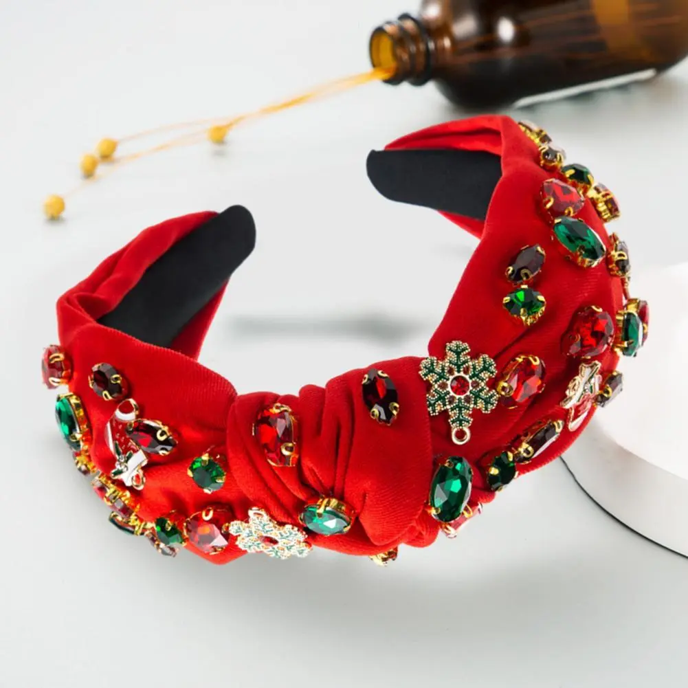 Rhinestone Christmas Headband Holiday-themed Hair Accessory Sparkling Rhinestone Headband Festive Jeweled Hair for Women