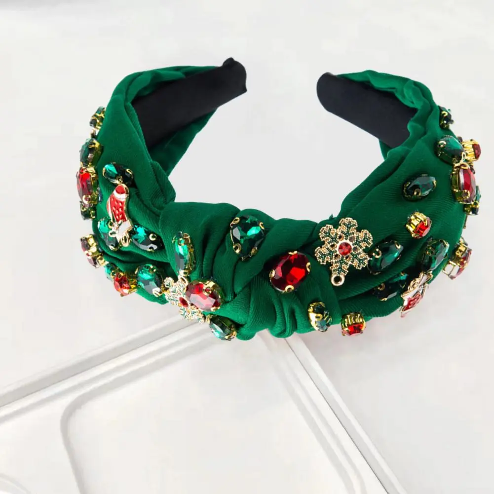Rhinestone Christmas Headband Holiday-themed Hair Accessory Sparkling Rhinestone Headband Festive Jeweled Hair for Women