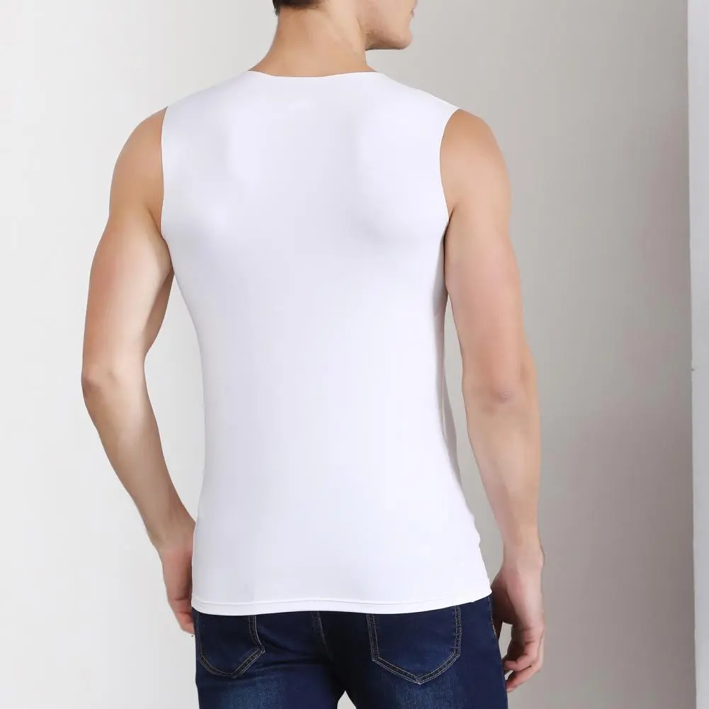 Ice Silk Men Fitness Vest V Neck Sleeveless High Elastic Bottoming Shirt Slim Fit Sports Vest  Casual Men Gym Sport Tank Top