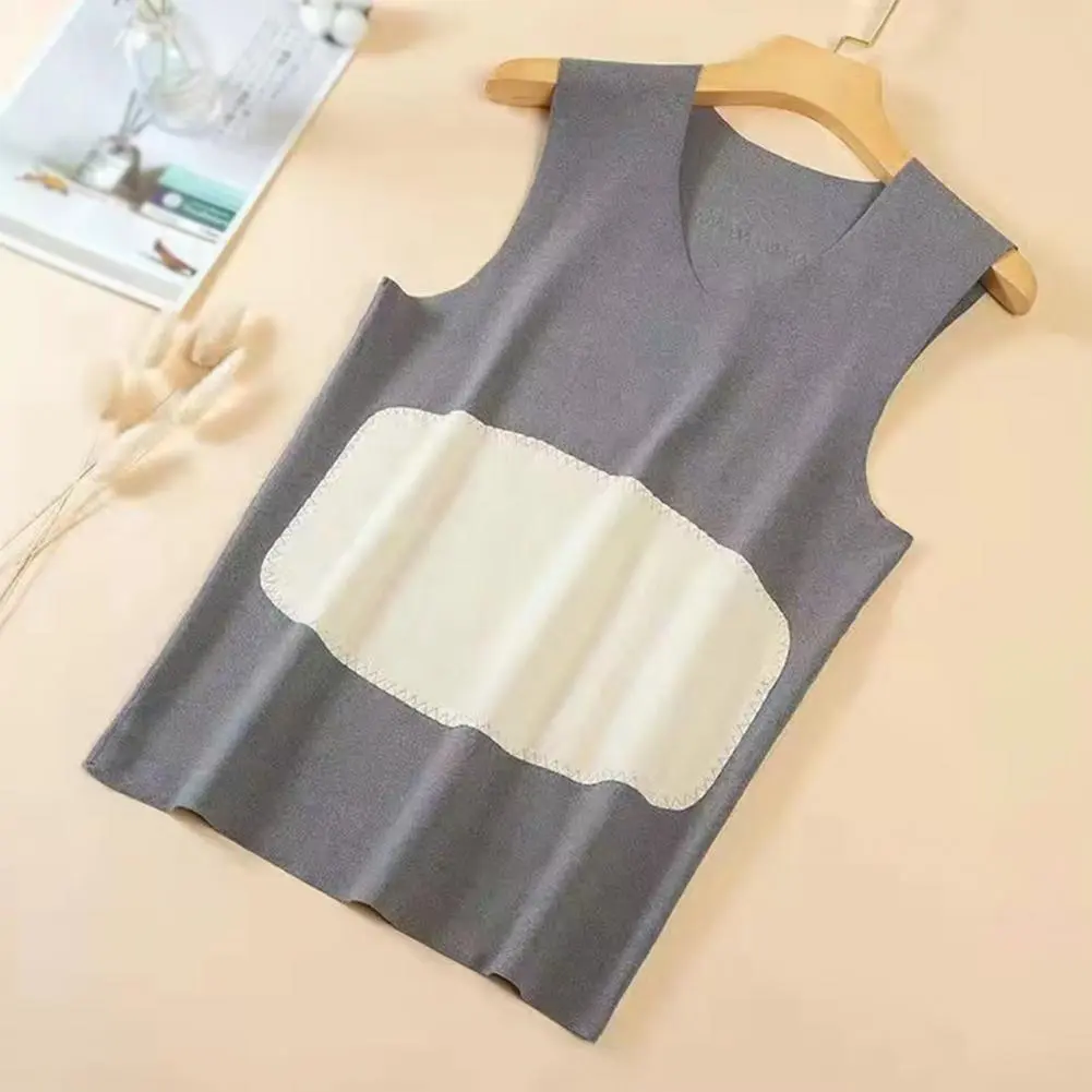 Men Winter Vest Pullover Winter Tank Top Winter Men's Seamless Thickened Sleeveless V Neck Plush Belly Warming Tank Top Color