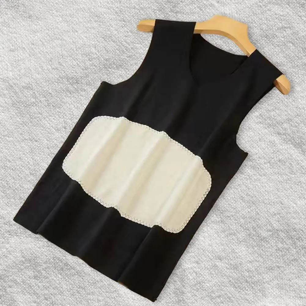 Men Winter Vest Pullover Winter Tank Top Winter Men's Seamless Thickened Sleeveless V Neck Plush Belly Warming Tank Top Color