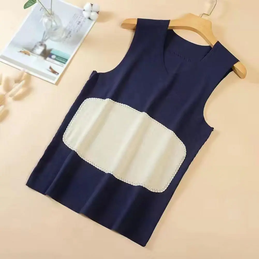 Men Winter Vest Pullover Winter Tank Top Winter Men's Seamless Thickened Sleeveless V Neck Plush Belly Warming Tank Top Color