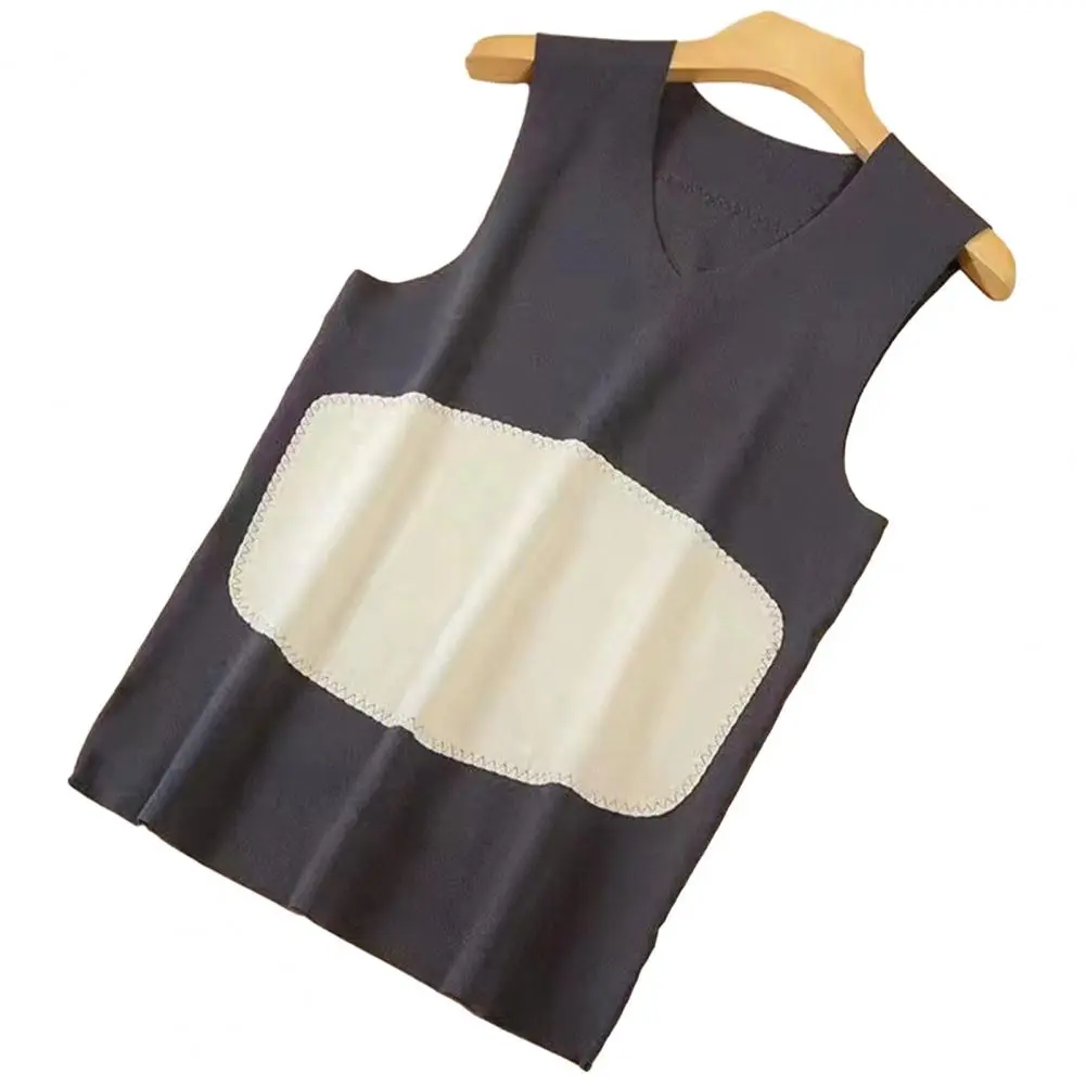 Men Winter Vest Pullover Winter Tank Top Winter Men's Seamless Thickened Sleeveless V Neck Plush Belly Warming Tank Top Color