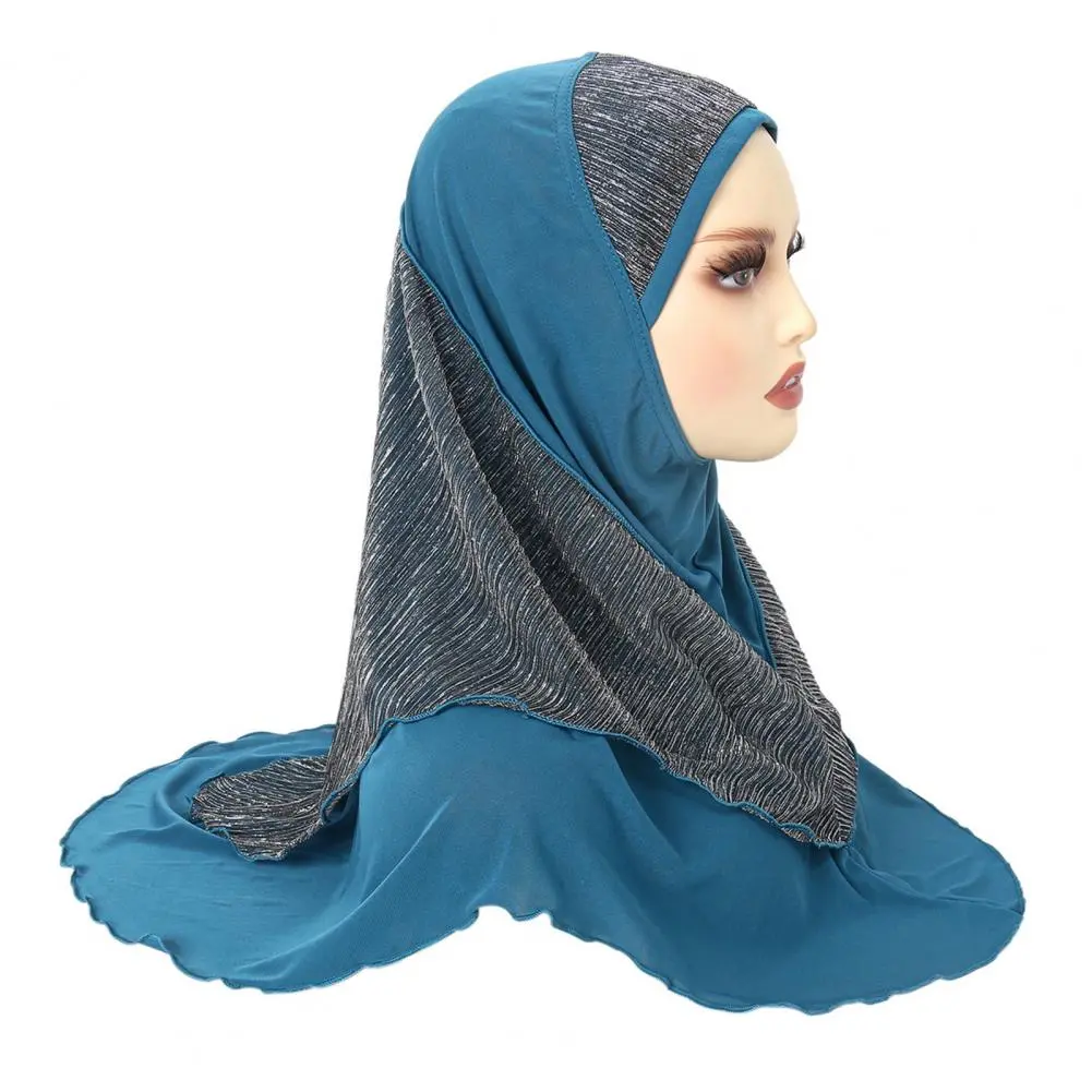 Headscarf Hat for Women Color-blocked Gold Wire Headscarf Stylish Color-blocked Turban Hat with Golden Wire Design for Women