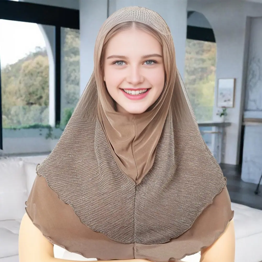 Headscarf Hat for Women Color-blocked Gold Wire Headscarf Stylish Color-blocked Turban Hat with Golden Wire Design for Women