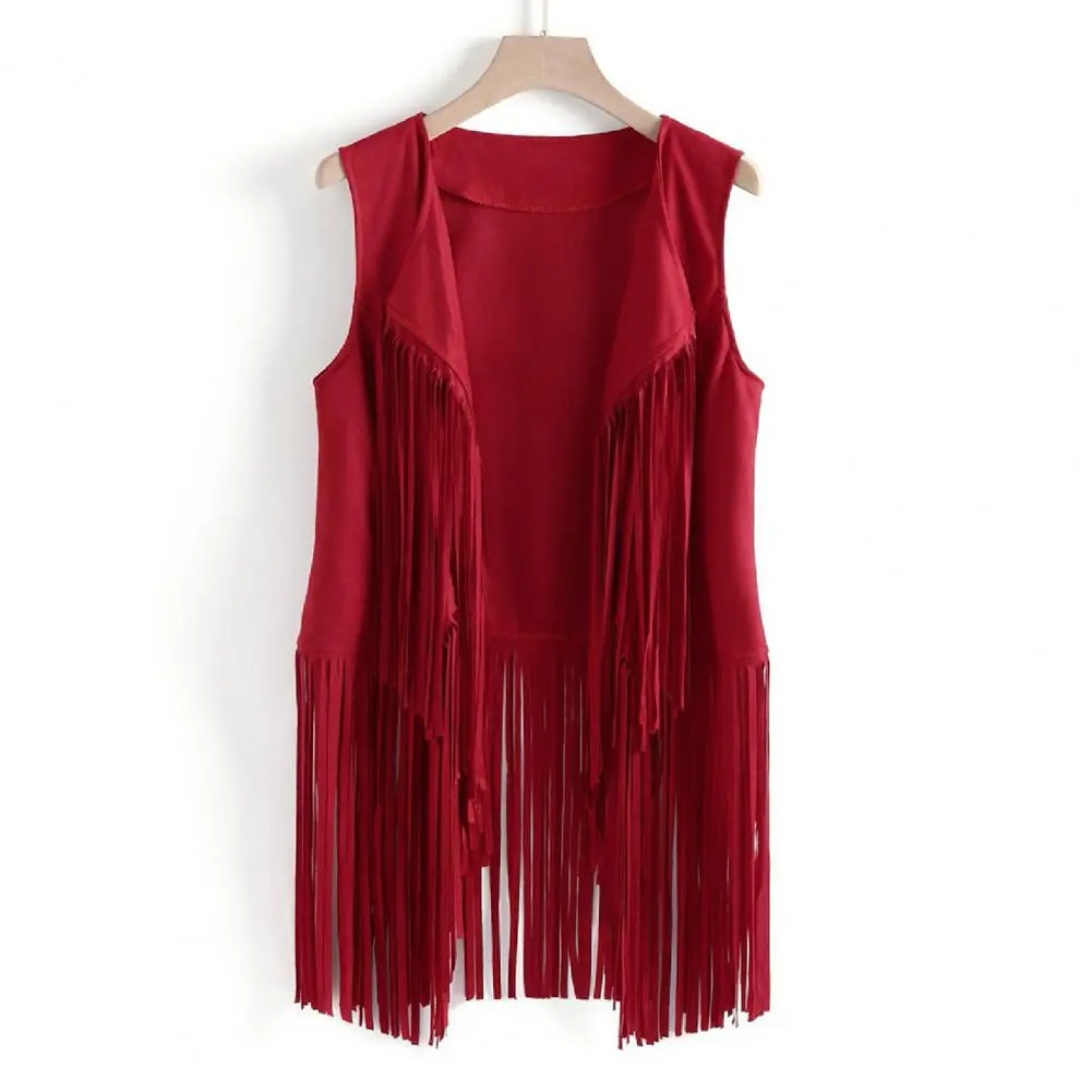 2025 Women Fringed Vest Cardigan Tassel Fringed Open Stitch Vintage Western Cowboy Cosplay Sleeveless Irregular Hem Waistcoat