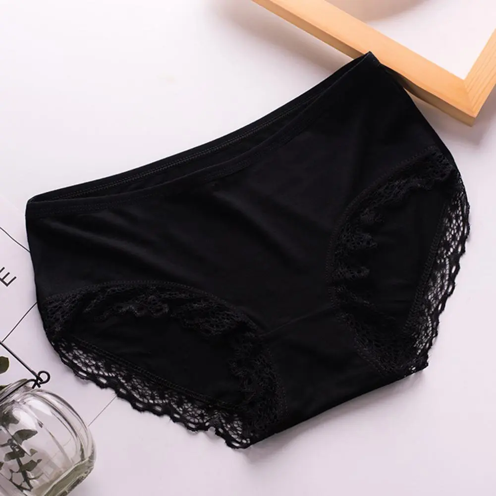 2025 Women Lace Panties Seamless Soft Lace Breathable Mid Waist Briefs Elastic Anti-septic Butt-lifted Lady Briefs Underpants
