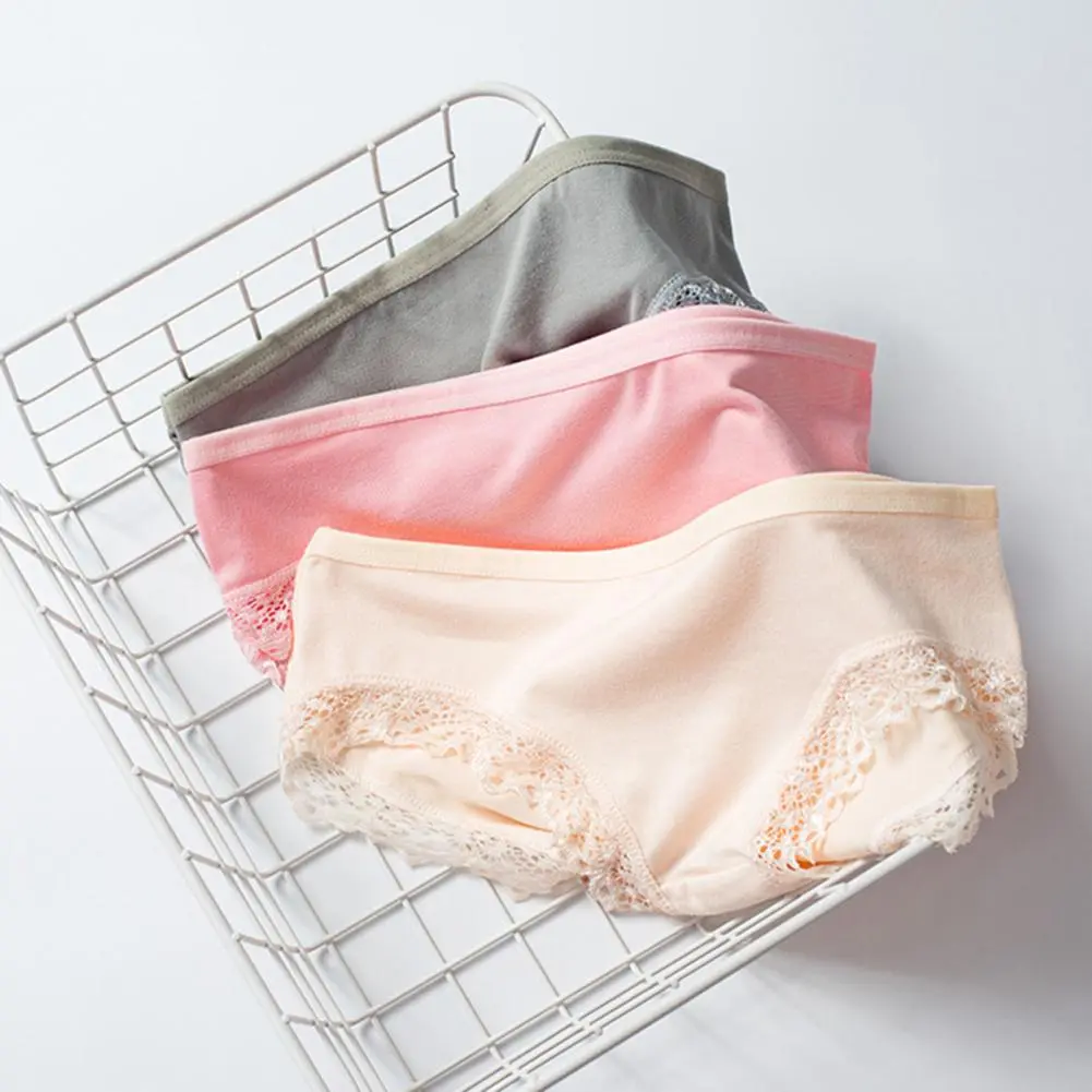 2025 Women Lace Panties Seamless Soft Lace Breathable Mid Waist Briefs Elastic Anti-septic Butt-lifted Lady Briefs Underpants