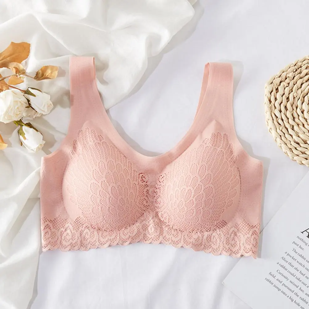 2025 Women Brassiere Seamless Push Up Plus Size Wireless Padded Support Breast Lace Brassieres Wide Shoulder Strap Sports Bra