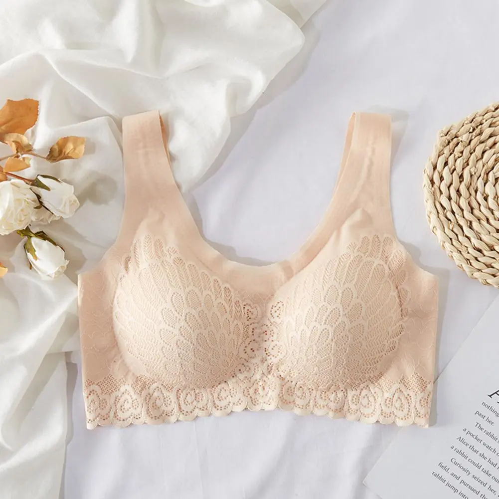 2025 Women Brassiere Seamless Push Up Plus Size Wireless Padded Support Breast Lace Brassieres Wide Shoulder Strap Sports Bra
