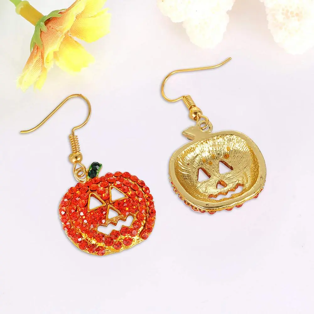 2025 Women Earrings Cubic Zirconia Inlaid Pumpkin Dangle Hook Earrings Halloween Decor Pumpkin Personalized Christmas Earrings