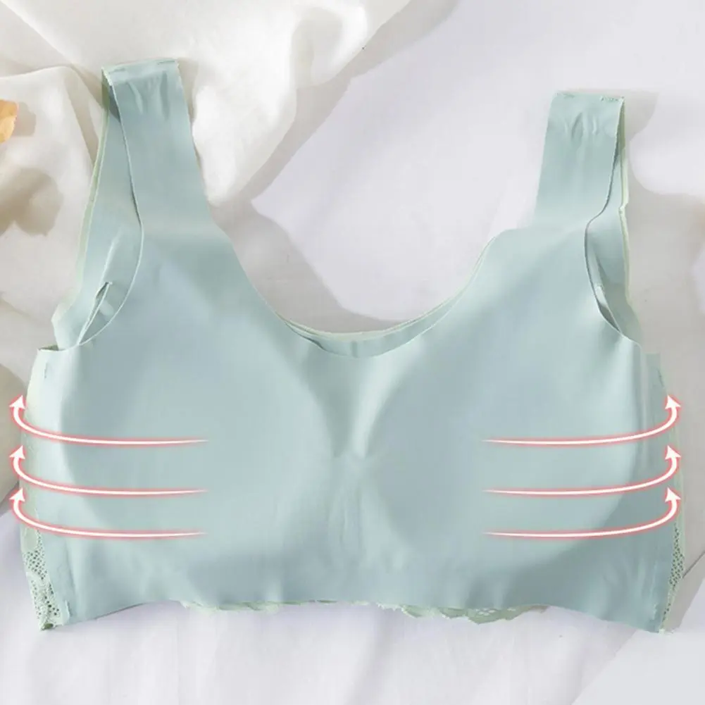 2025 Women Brassiere Seamless Push Up Plus Size Wireless Padded Support Breast Lace Brassieres Wide Shoulder Strap Sports Bra