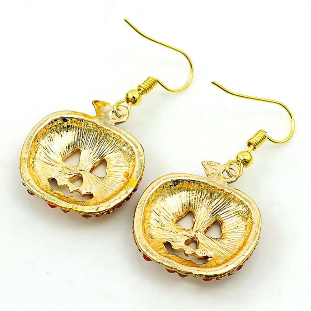 2025 Women Earrings Cubic Zirconia Inlaid Pumpkin Dangle Hook Earrings Halloween Decor Pumpkin Personalized Christmas Earrings