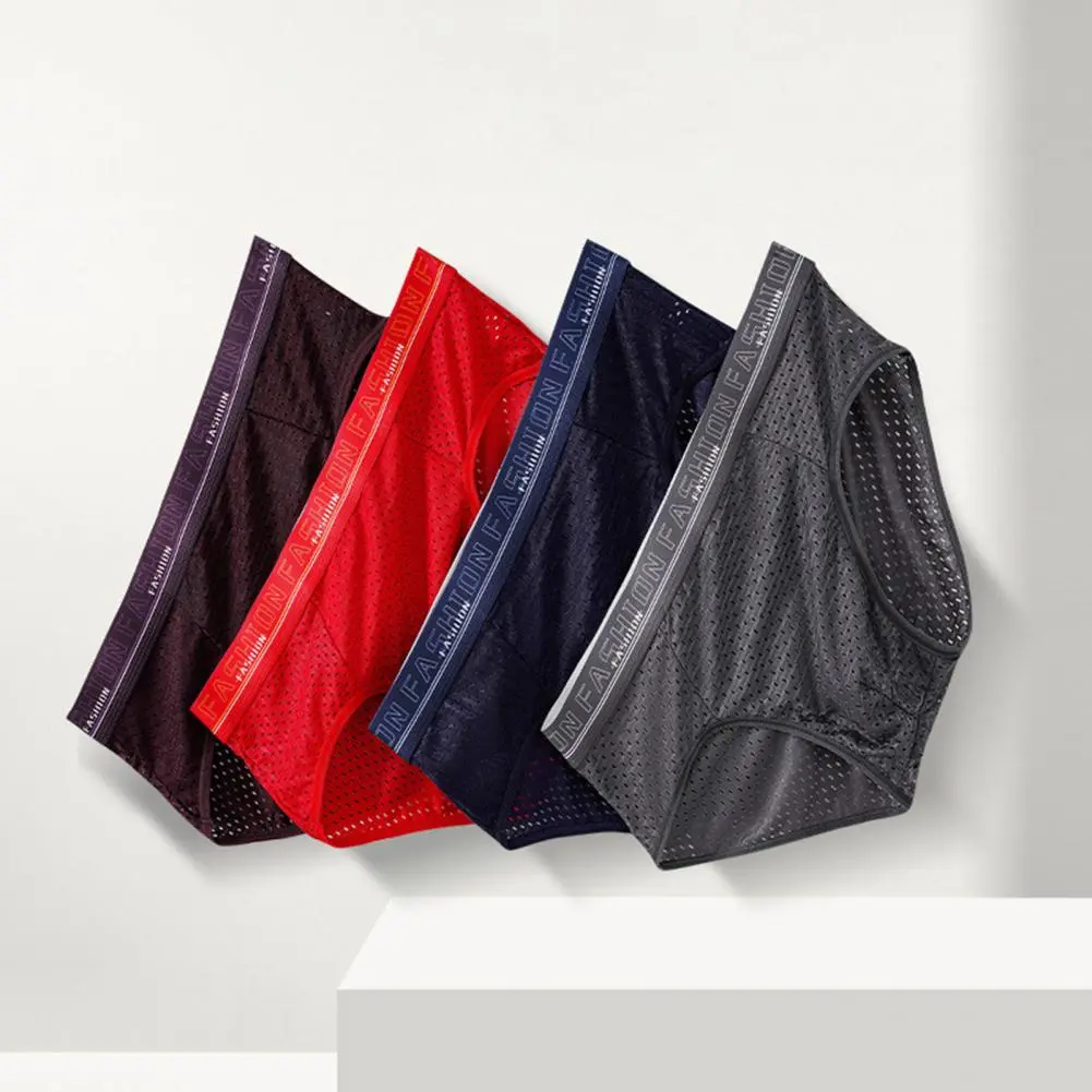2025 Sexy Panties Men Underpants Summer Letter Print U Convex Thin Mesh Panties Mesh Breathable Quick Drying Triangle Underwear