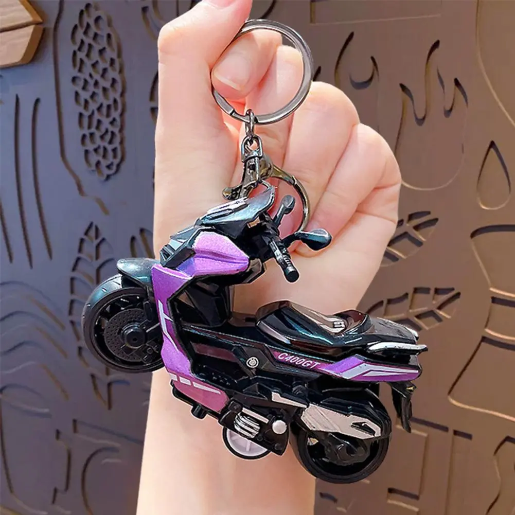 Cartoon Keychain Motorbike Keyring Motorbike Charm Keychain Pendant with Anti-detachable Hook Zinc Alloy Backpack for Bikers