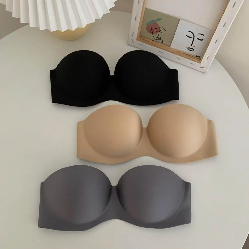2025 Women's Wire-free Strapless Bra Seamless Push Up Padded Bra Invisible Comfortable Support No Straps Bras Summer Yoga Bras