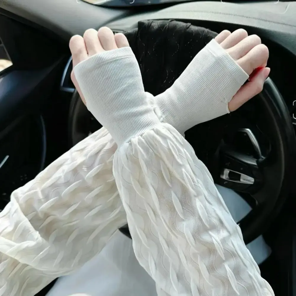 Hygroscopic Arm Cover Ice Arm Guard Uv Sun Protection Arm Sleeves for Men Women Ribbed Cuff Ice Silk Covers for Outdoor for Golf