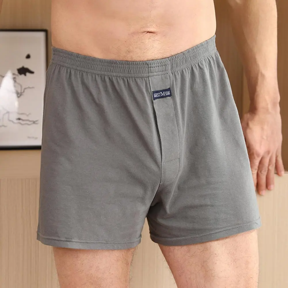 Cotton Shorts Underpants Men Home Shorts Briefs Ure Color Loose Shorts Panties Elastic Waistband Thin Homewear Men Panties