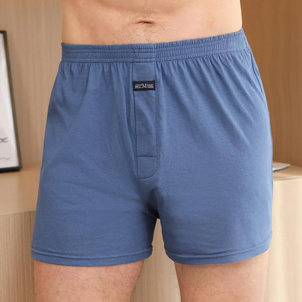 Cotton Shorts Underpants Men Home Shorts Briefs Ure Color Loose Shorts Panties Elastic Waistband Thin Homewear Men Panties