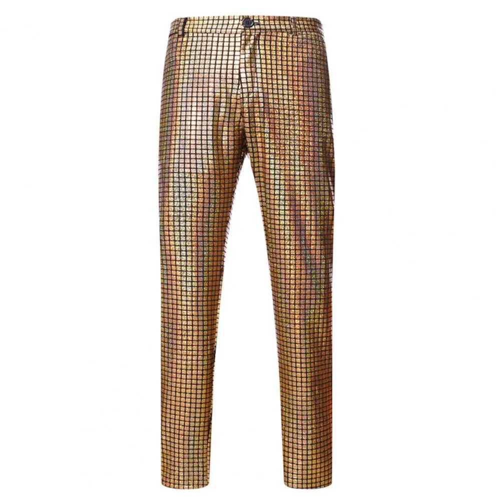 Colorful Men Pants Versatile Men Pants Sparkling Men's Disco Pants Rainbow Sequin Trousers for Nightclub Dj Stage Performances