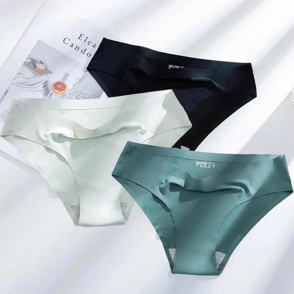 No Trace Women Underpants Mid Waist Comfortable And Breathable Pure Cotton Crotch Seamless Triangle Briefs Stretchy Women Panty