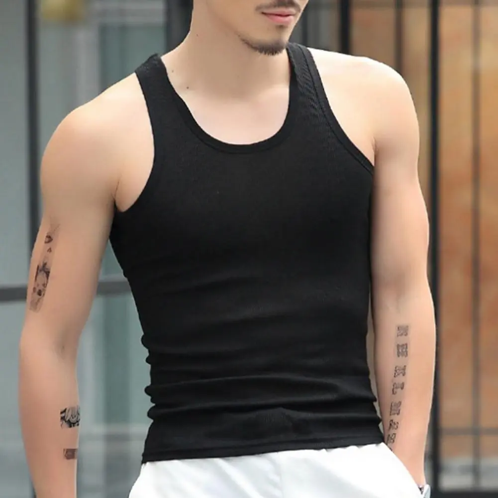 2025 2 Pcs Men Summer Fitness Vest Seamless U Neck Sleeveless Stretchy Sports Vest Breathable Quick-drying Gym Sport Tank Top